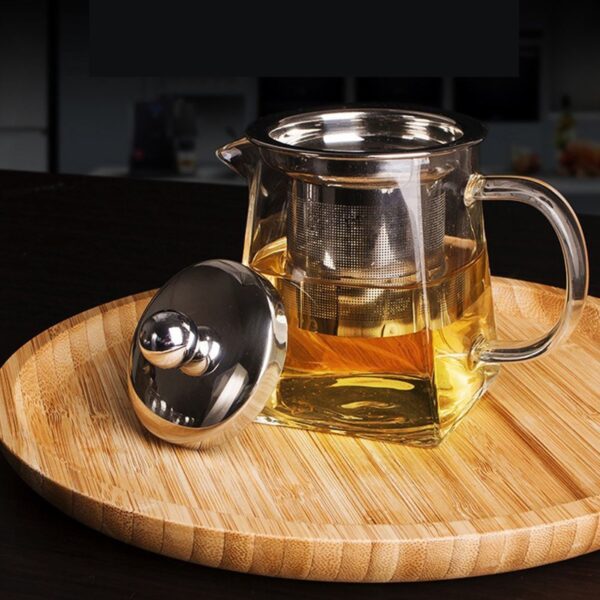 Heat-Resistant Glass Tea Pot Stainless Steel Filter Teapot Square Flower Teapot With Infuser Stovetop Safe Tea Kettle, Blooming and Loose Leaf Tea Pot 750ml - Image 16