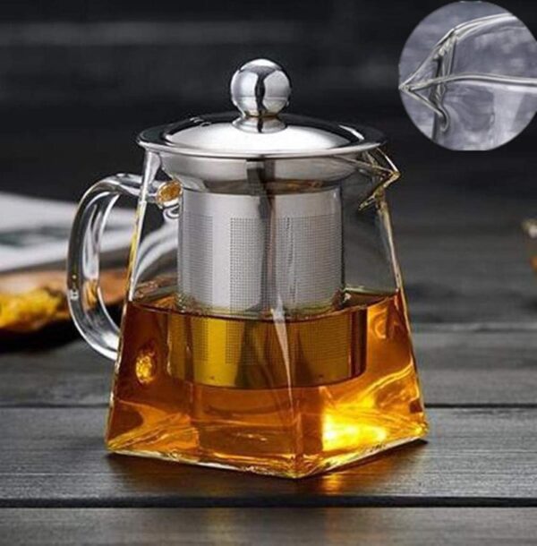 Heat-Resistant Glass Tea Pot Stainless Steel Filter Teapot Square Flower Teapot With Infuser Stovetop Safe Tea Kettle, Blooming and Loose Leaf Tea Pot 750ml - Image 10