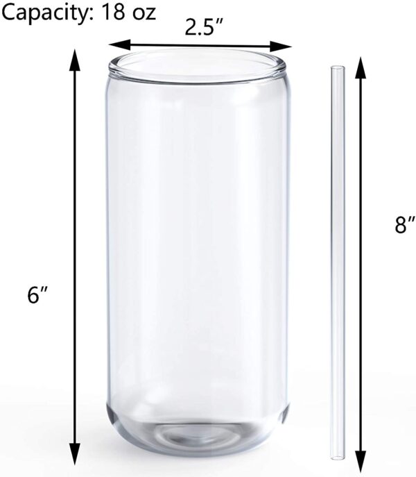 18 oz Can Shaped Beer Glass, Premium Handmade Clear Drinking Glass Cups for Water, Wine, Beer, Cocktails and Mixed Drinks - Image 4